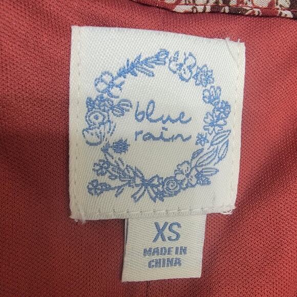 Blue Rain Dress XS Tiered Paisley Boho Chiffon Mini Flowy - Picture 5 of 8